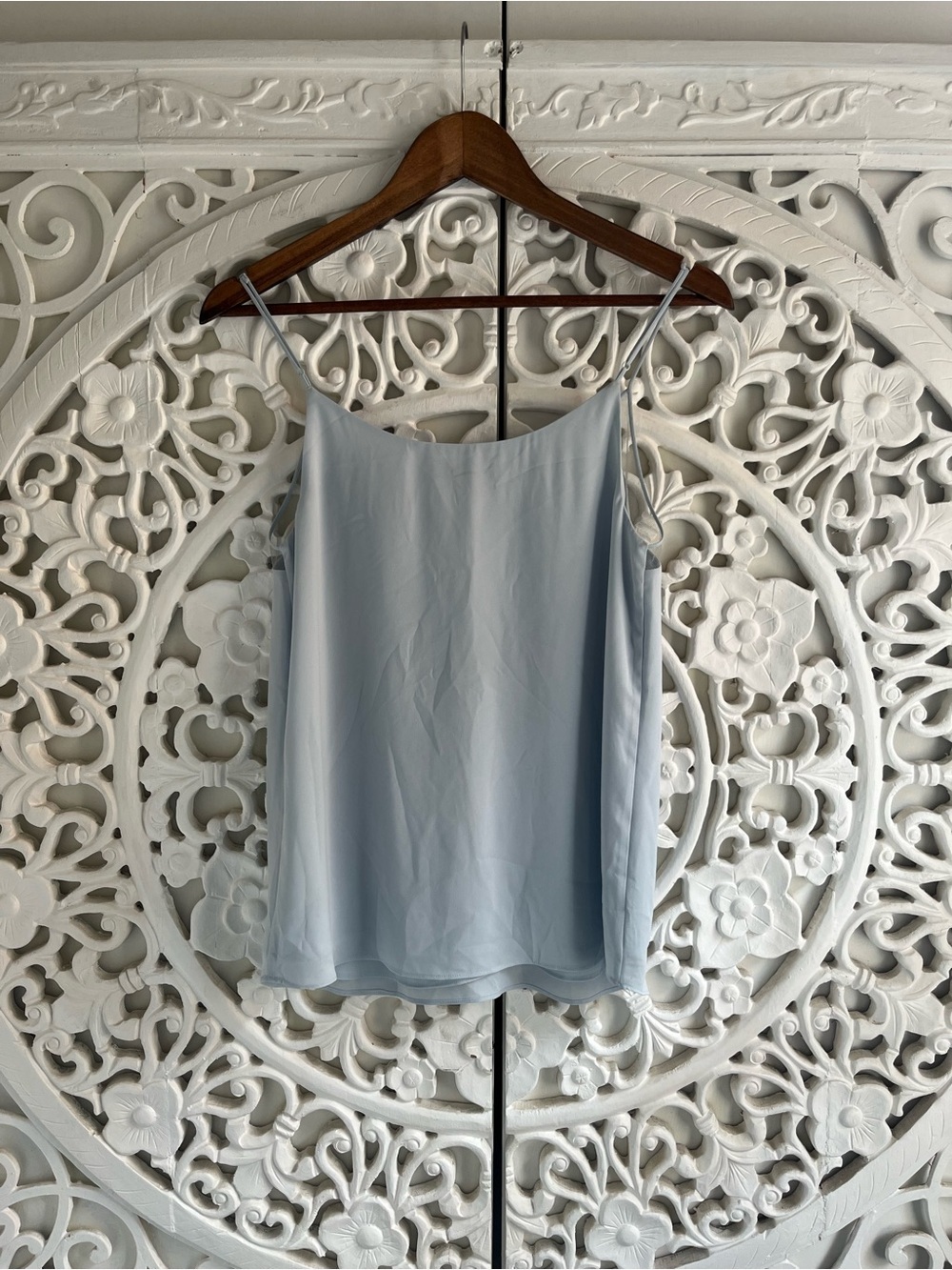 Babaton Aritzia Light Blue Silky Camisole Tank Top Mesh Trim XS - Picture 3 of 3